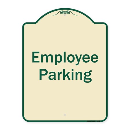 Designer Series-Employee Parking Sign, Tan & Green Heavy-Gauge Aluminum